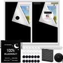 Magnetic Blackout Blind, 100% Portable Blackout Curtain for Bedroom, No Drill Window Shades, DIY Cut Black Out Window Cover with Suction Cups and Magnetic Closure, 2 Way to Put Up (118" x 57")