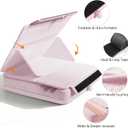 Tablet Pillow Stand with Storage, Foldable iPad Holder for Lep, Bed, Sofa, and Desk - Soft Pad Dock with Pocket and Stylus Mount Compatible with 4-13" iPad Pro/Air/Mini, Galaxy Tab, Kindle (Purple)