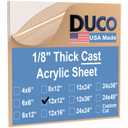 Duco USA-Made Clear Cast Acrylic Sheet 1/8 Inch Thick 12" x 12" - 2 Pack of Transparent Plexiglass Sheet - Lightweight Acrylic Board for Window Replacements, Displays, Signs, and More