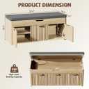 37.4" W Shoe Bench with Storage, Lift Top Entryway Bench, Natural, 37.4"Wx14.2"Dx18.1"H