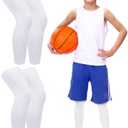 Roadbox Kids Long Compression Leg Sleeves, 2 Pairs Youth Sports Basketball Support, Football Running Cycling for Boys Girls, L