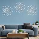 DXYAKY Set of 3 Silver Metal Starburst Wall Art Decor, Rhinestone Crystal Home Decor Accents, 11.8 Inch Decorative Wall Hanging Diamond, Jeweled Sparkle Wall Sculptures for Living Room Bedroom