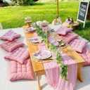 Extra Large Outdoor Picnic Blanket with Table Runner and Floor Pillow Cushion for Picnic Wedding Birthday Baby Shower Backyard Decor(71 x 150'',Pink,15 Pcs)