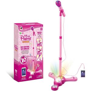 TourKing Kids Karaoke Machine with Stand,Karaoke Machine Kid,Kids Microphone with Flashing Stage Lights Adjustable Stand Gift for Age 3+ Years Old Children