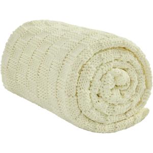 Wellfeel Knitted Weighted Blanket for Adult, No Beads Heavy Blanket 50” x 60'' 5lbs, Breathable Chunky Knit Blanket, Cooling Weighted Blanket for Hot Sleepers, Christmas Home Decor (Cream White)