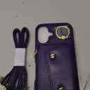 for iPhone 17 Case with Card Holder and Strap - Zipper Pocket,Crossbody Lanyard Strap,Credit Card Holder,Stand Ring,Cute Phone Wallet Case for Women(Dark Purple,6.3 Inch)