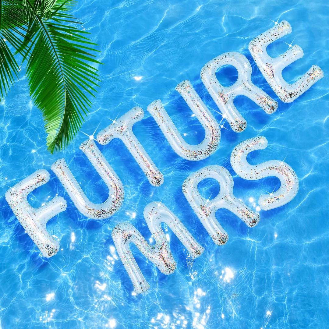 Junkin Bachelorette Pool Floats Bride Party Inflatable Floating Letter Set Bachelorette Decorations Gifts for Pool Beach Party with Adhesive Dots
