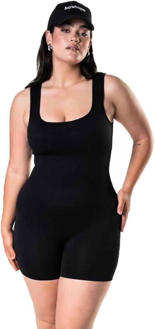 Bodysuits for Women - Square Neck Yoga Jumpsuit - Body Shaper Tummy Control Shapewear for Women (Small, Black)