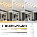 ADISUN Modern LED Ceiling Light Dimmable Linear Ceiling Light 47in Semi Flush Mount Long Lights with Remote Control and Side Lighting for Living Room Kitchen Dining Room Gold