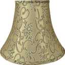 Aspen Creative 30166 Transitional Bell Shape Spider Construction Lamp Shade in Olive Green with Floral Pattern, 12" wide (6" x 12" x 9-1/2")