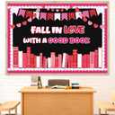 69Pcs Valentine's Day Reading Bulletin Board Decorations, Valentines Library Classroom Bulletin Board Set Heart Book Cutouts Home Window Door Wall February Party Decor for Teacher (Pink)