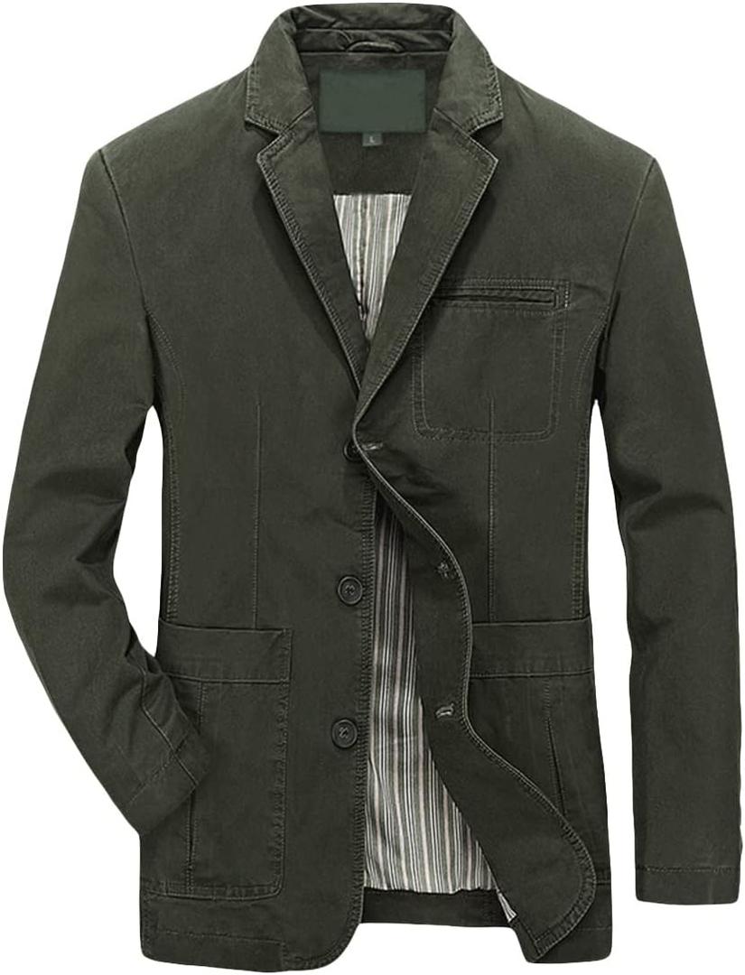 Cloudstyle Mens Casual 2 Buttons Slim Fit Jacket Lightweight Formal Business Blazer Sport Coat (Medium, 2- Army Green)