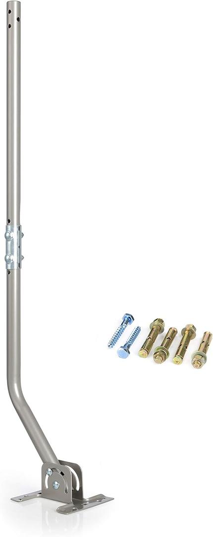 Adjustable Antenna Mounting Pole  Universal J-Pipe Mount for Antennas & Weather Stations with Mounting Bracket  Solid Structure, Weatherproof, Easy Installation (1" Diameter, 32 3/4" Arm Length)
