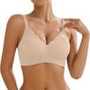 Wireless Bras for Women Bralette - Womens Seamless Push Up Full Coverage Wirefree Padded Sleep Bra with Support and Lift (Beige, M)
