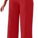 Unybwonn Women Wide Leg Dress Pants High Waisted Straight Leg Business Slacks Work Pants Casual Button Down Trousers. S Size