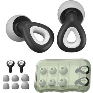 Ear Plugs for Sleeping Noise Cancelling,Soft Silicone Reusable Ear Plugs for Noise Reduction(24dB),High-Fidelity Hearing Protection,Customizable Fit for Sleep,Deep Focus,Concerts & Travel (Black)