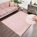 Pink Washable Fluffy 5x8 Area Rugs for Bedroom Plush Faux Rabbit Shag Fur Rug for Living Room Nursery Rug