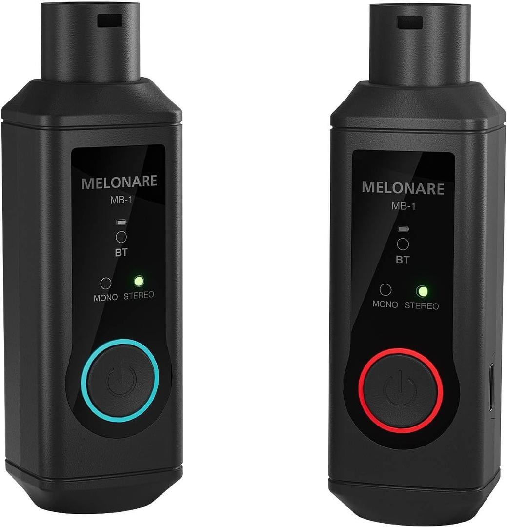 MELONARE MB-1 Wireless XLR Bluetooth Receiver, 15-Hour Battery Life, BT 5.3, High-Fidelity Audio, Mono/Stereo Mode, 150ft Range, Bluetooth Adapter for Speakers, PA Systems, Mixers, DJ Equipment