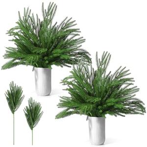 Riceshoot 30 Pcs 18" Christmas Norfolk Pine Stems 10 Pcs 36" Artificial Norfolk Pine Branches Real Touch Xmas Greenery Stem Faux Pine Garland for Vase DIY Crafts Indoor Outdoor Home Decor