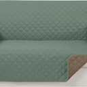 Reversible Loveseat Sofa Covers Couch Cover Furniture Protector(Loveseat,Greyish Green/Taupe) (Loveseat-Oversized(54"))