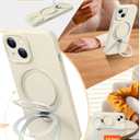 Liquid Silicone Case for iPhone 13 with Magnetic Ring Stand, Upgraded Camera Lens Protection, Mil-Grade Drop Shockproof, Soft Anti-Scratch Microfiber Lining Silicone Case (Beige)