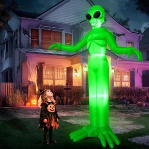 Joiedomi 9 FT Tall Halloween Inflatable Decoration Outside, Blow Up Alien Inflatable Outdoor Decor with Build-in LEDs for Halloween Yard Lawn Garden Decorations