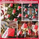 Roowest 16 Set/32 Pcs Merry Christmas Word Ornaments with Wooden Story Card Christmas Acrylic Merry Ornaments Xmas Party Gifts for Xmas Tree Stocking Stuffers Treat Bag Favors