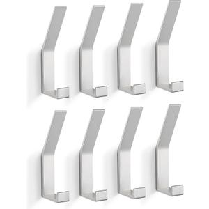 Coat Rack Hooks Wall Mounted, Silver 8Packs, KYOEON Bath Towel Rope Hooks for Kitchen, Door, Cabinet, Bathroom, Foyers, Hallways, and Bedrooms