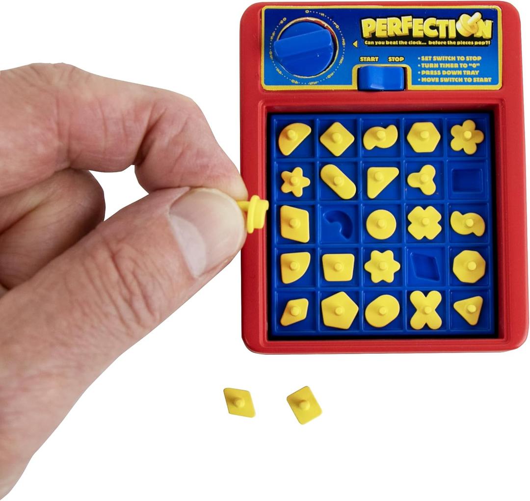 World's Smallest Perfection, Fully Functional Miniature Game, Classic Fast-Paced Shape Game for Kids and Adults, Board Game, Family Games, Travel Game, Stocking Stuffers, Easter Baskets, Ages 6 and Up