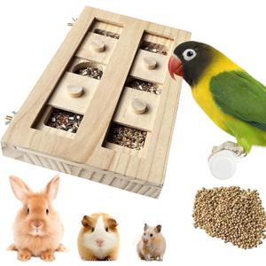 FlidRunest Extra-Large Wooden Bird Foraging Box Toy, Bird Puzzle Toy Seed Food Feeder, Enrichment Foraging Toy for Parrot, Parakeet, Cockatiel, Conure, Sun Conures, African Grey, Macaw
