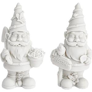 Bright Creations Ceramics to Paint for Adults DIY Gnome Kit - 2-Pack White Resin Gnomes, 5 in
