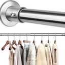 Closet Rods For Hanging Clothes, 17-64 Inch Adjustable Closet Rod, Stainless Steel Heavy Duty Closet Hanging Rod-Silver