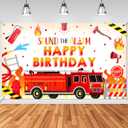 Avezano Firetruck Birthday Party Banner 6 x 3.6 ft Fire Truck Theme Birthday Decorations for Kids Firefighter Red Bday Photo Booth Cake Table Decor