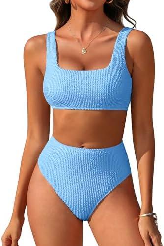 ANRABESS Women Swimsuits Two Piece Bikini Set High Waisted Ribbed Tummy Control Modest Bathing Suits 2025 Beach Swimwear, XL