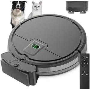 ENCHE Robot Vacuum Cleaner, 2900Pa Robot Vacuum Powerful Suction with Remote Control, Automatic Self-Charging, Long Runtime, Slim and Quiet Robotic Vacuum for Carpet and Pet Hair (Black)