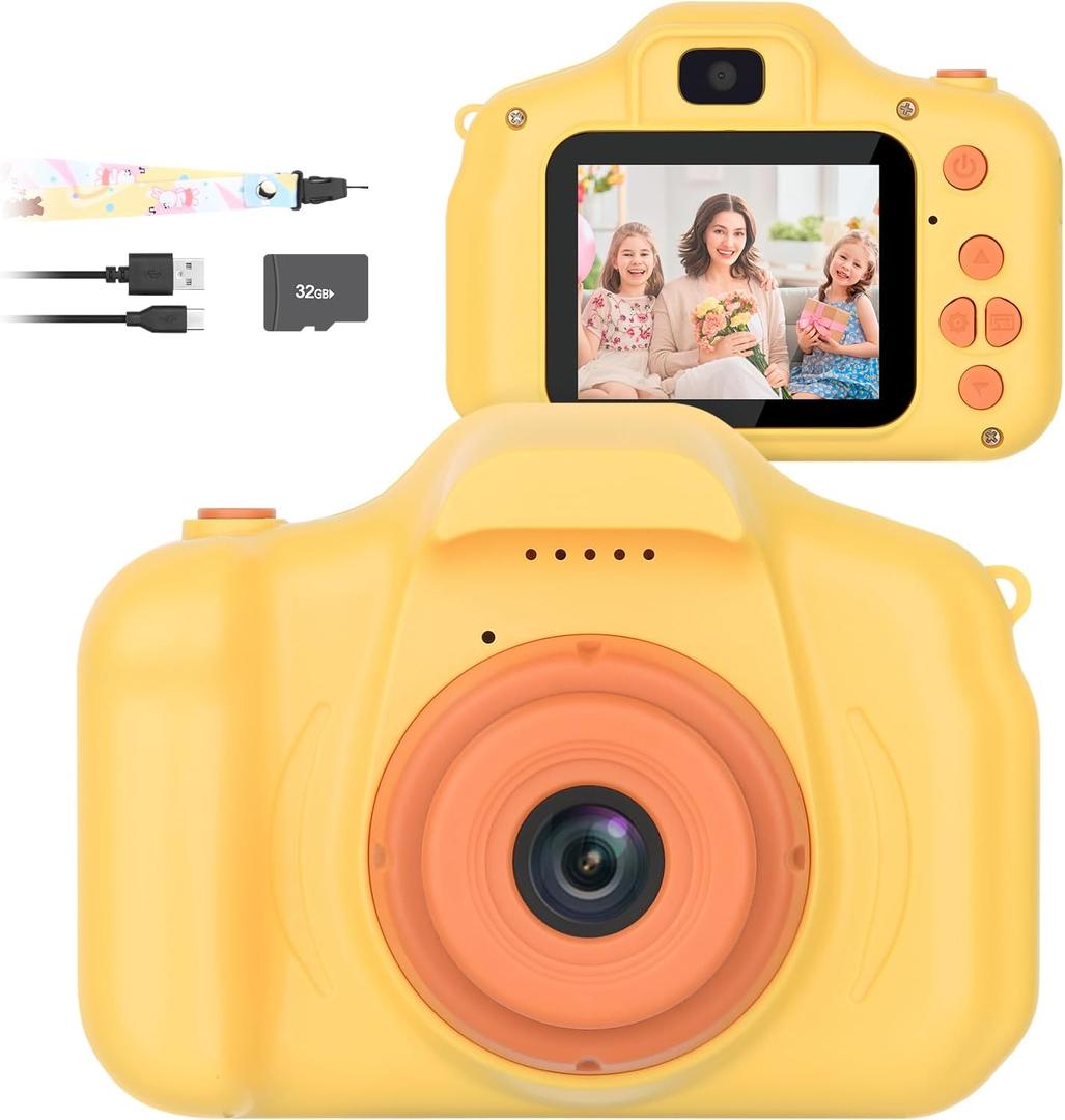 Mafiti Kids Camera, 26MP HD Mini Selfie Digital Camera for Kids, Toddler Camera1080P Video, Outdoor Toy for Holiday, Birthday Xmas Gift for 3-8 Years Old Girl Boy (Orange)