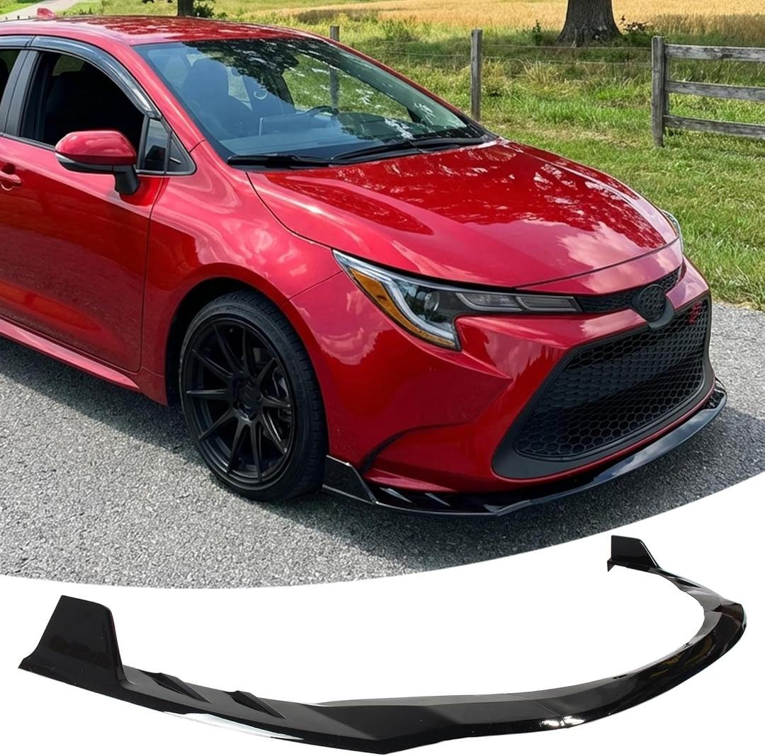 Front Bumper Lip Splitter Spoiler Fit for Toyota Corolla L/LE/XLE/ 2020-2026 Sedan Accessories, Gloss Black 3pcs Air Chin Body Kit