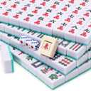 Yellow Mountain Imports Bleau Opal Chinese Mahjong Set with 146 Tiles and Blue Vinyl Case - for Chinese Style Gameplay Only