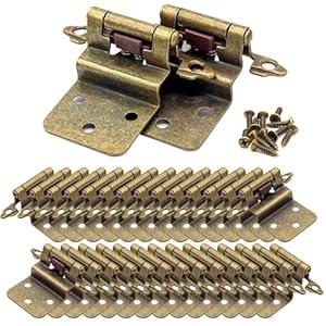 3/ 8" Inset Cabinet Door Hinges Antique Brass, 50 Pack (25 Pairs) Self Closing Cabinet Hinge Hardware for Kitchen Cabinet Doors