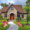 10PCS Yard Sale Signs with Stakes 16 x 12'' Red Yard Sale House Shaped Directional Arrow Double Sided Sign Corrugated Plastic Waterproof Outdoor House Sign for Transaction Guest Moving Signs