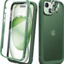 Diaclara Designed for iPhone 15 Case, Full Body Rugged Case with Built-in Touch Sensitive Anti-Scratch Screen Protector, with Camera Lens Protector for iPhone 15 6.1" (Frosted Green)