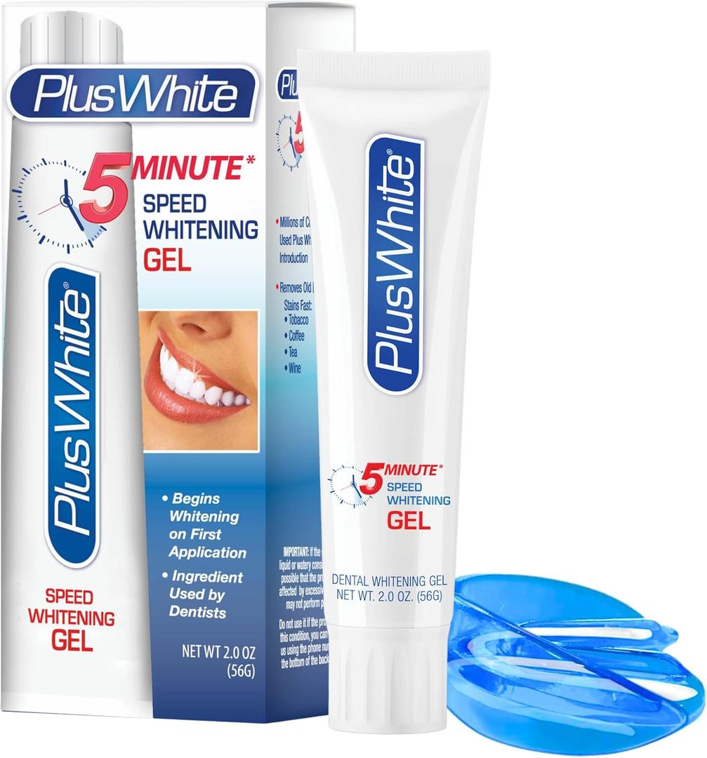 Plus White Whitening Kit - 5 Minute Speed Whitening Gel & Comfort Fit Mouth Tray - Professional Teeth Whitening Kit w/Dentist Approved Ingredient for Tooth Whitening (2 oz) (2 Ounce (Pack of 1))