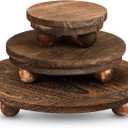 Amyhill 3 Pcs 8/6/4 Inch Wooden Risers for Display Wood Pedestal Stand Mini Tray Stand Round Wooden Pedestal Holder Rustic Riser for Decor Tiered Tray Decor Home Kitchen(Brown)