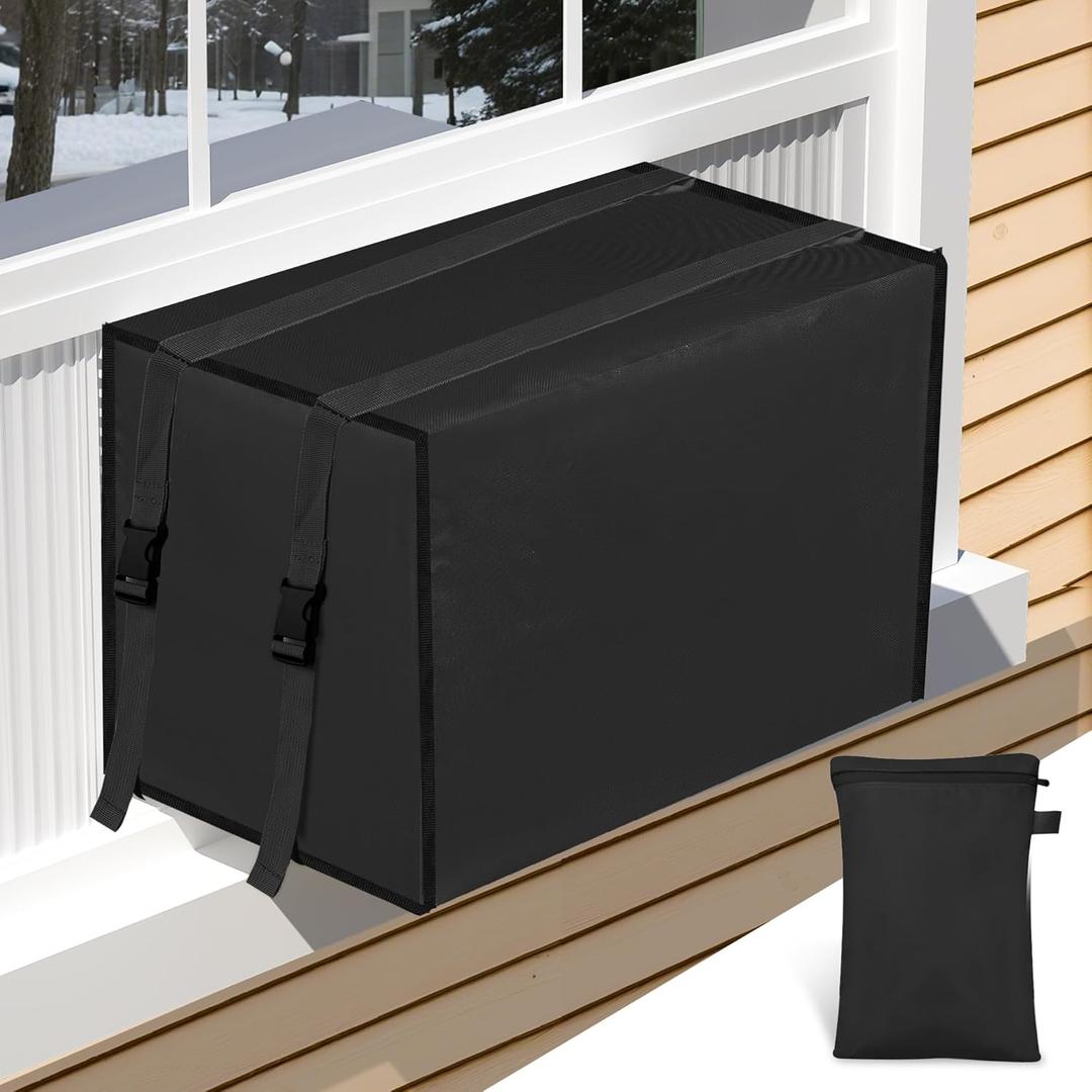 Window AC Unit Cover Outdoor, Waterproof and Dust-Proof Air Conditioner Cover for Outside, Fits Medium Units (M: 21"x16"x15"), Black