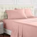 Warmstar 100% Cotton Queen Sheet Set, Durable Cotton Bed Sheets Sateen Soft Cotton Queen Size Sheet Set Deep Pocket, 4 Pc Breathable Bed Sheet Set -1 Flat Sheet, 1 Fitted Sheet, 2 Pillowcases, Pink