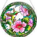 Hummingbird Sun Catcher - 100% Stained Glass Window Hanging, Indoor Window Decor, Suncatchers for Windows, Gifts for Women, Christmas (6.5 inch)