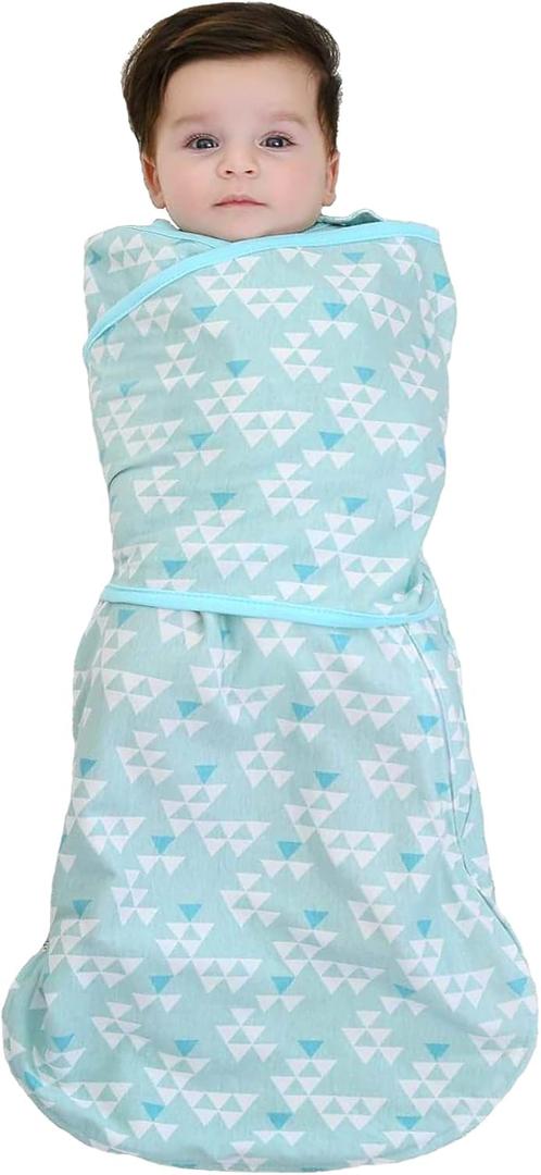 Swaddle Sack for Baby Babies 3-Ways Adjustable Swaddling Sleeping Bag Cotton Wearable Blanket for Newborn Boys and Girls (Green, 6-12 Months)