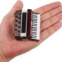 Miniature Accordion with Case Mini Musical Instrument Accordion Replica Collectible Figurines Dollhouse Accessories Model Home Decoration Display Ornament (Red, 2.76"x2.36"x1.18")