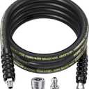 POHIR 10FT Pressure Washer Whip Hose 4800psi 3/8'' Steel Wire Braided with 3/8'' Quick Connect Plug, Reel Connector Jumper Hose for Pressure Washing (4800PSI, 10FT)