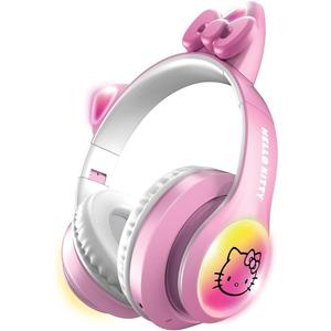 Hello Kitty Wireless Bluetooth Light-Up Headphones with Built-in Microphone, Foldable Design, Adjustable Headband, 8 Hours Playtime, LED Kitty Earcups, for Kids & Adults (Pink)